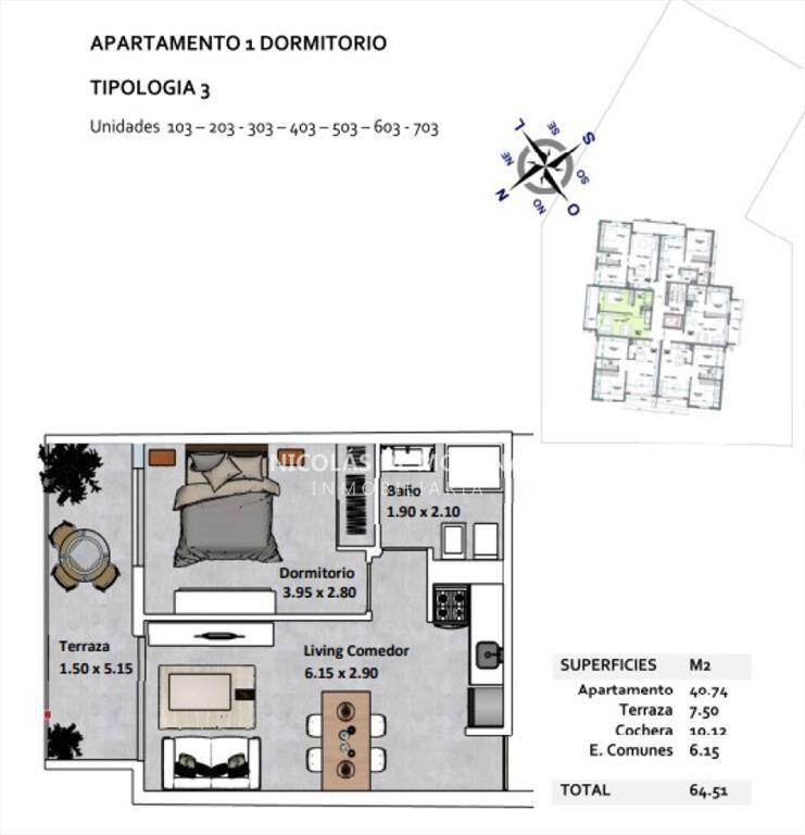 Apartamento de un dormitorio en Edifico La