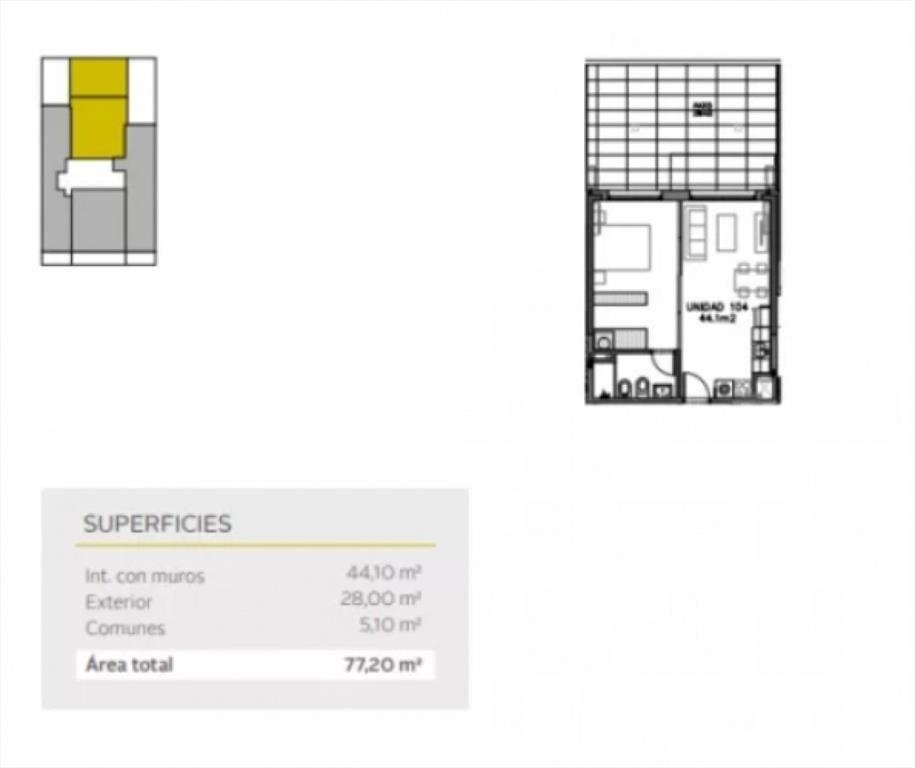 Venta Moderno Apto a Estrenar de 1 dormitorio en