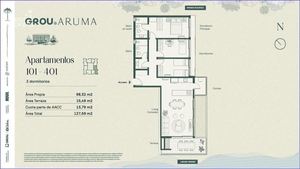 Apartamento de tres dormitorios en venta en Parque Miramar