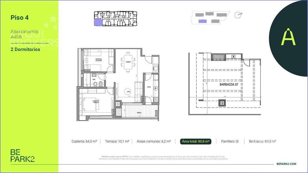 Apartamento penthouse de dos dormitorios en venta en Parque