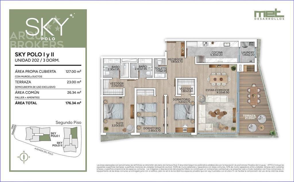 Apartamento de tres dormitorios en venta en Carrasco - 202