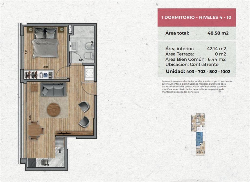 VENTA Apartamento PUNTA CARRETAS 1 dormitorio POZO