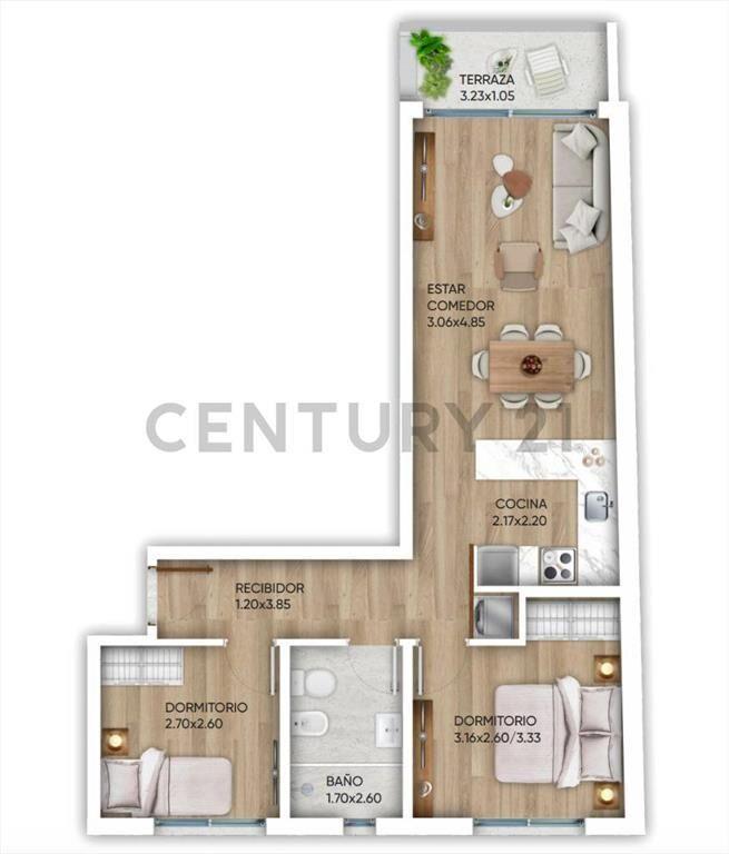 Apartamento en venta de 2 dormitorios a estrenar en Cordon