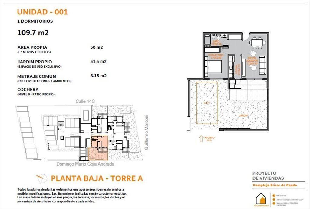 Venta apartamento 1 dormitorio gran predio Pando