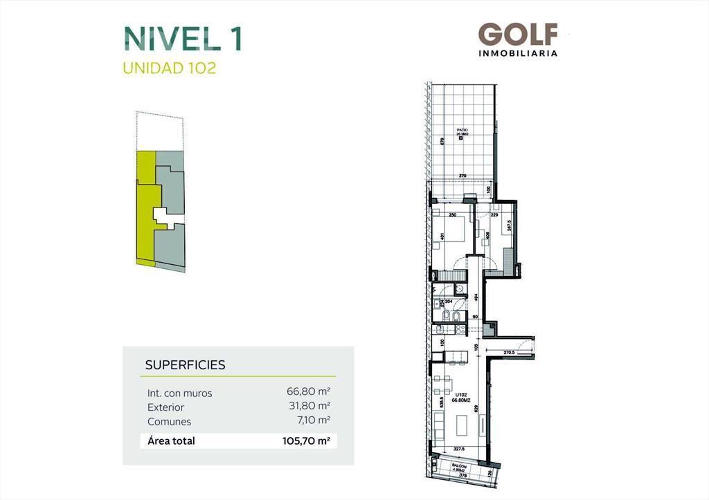 Venta apartamento de 2 dormitorios con terraza en Tres Cruc
