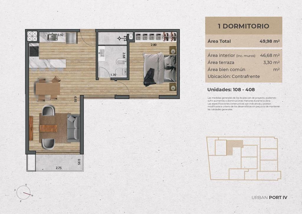Venta Apartamento 1 Dormitorio en Pocitos