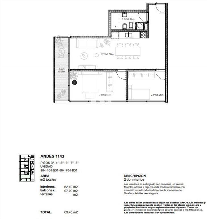 Venta Apartamento de 2 Dormitorios Con Vista al Mar en Barr