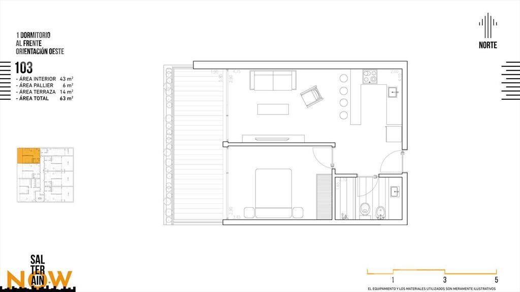 Venta de apartamento de 1 dormitorio en Cordón Sur