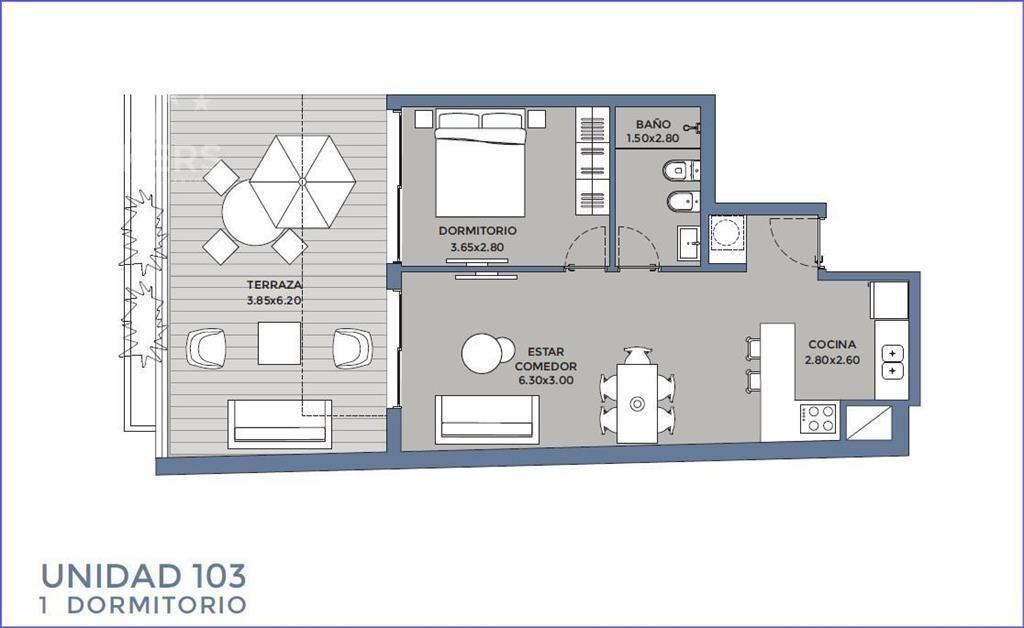 Apartamento de un dormitorio en venta en Pocitos - 103