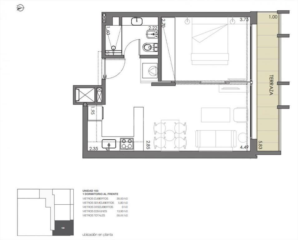 VENTA APARTAMENTO 1 DORMITORIO LANZAMIENTO BARRIO SUR