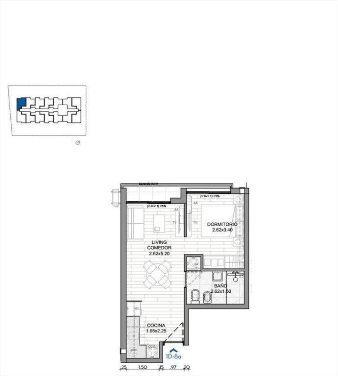 Apartamento de un dormitorio en venta en La Blanqueada - 1