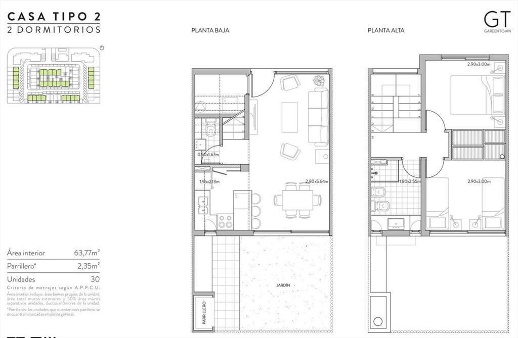 Venta Casa dúplex 2 dormitorios 2baños Garden Town