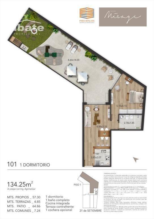 Alquiler apartamento de 1 dormitorio con patio - Punta Carr