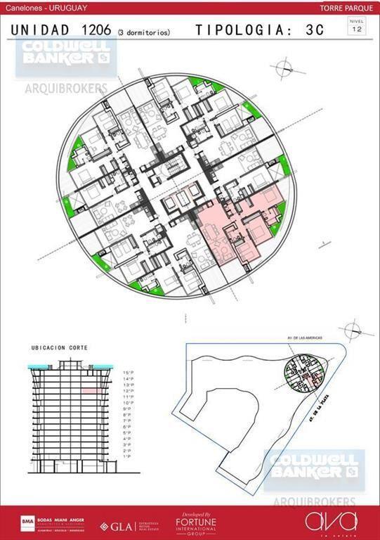 Apartamento de tres dormitorios en venta en Parque Roosevel