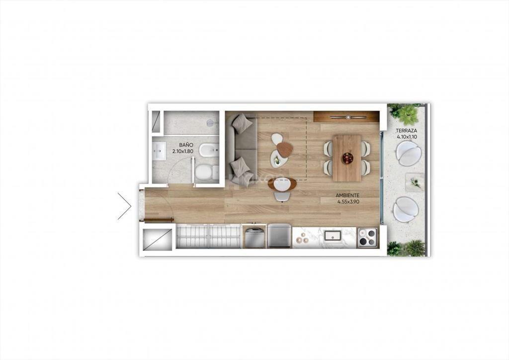 VENTA DE APARTAMENTO MONOAMBIENTE EN OBRA EN CORDON, MET RO