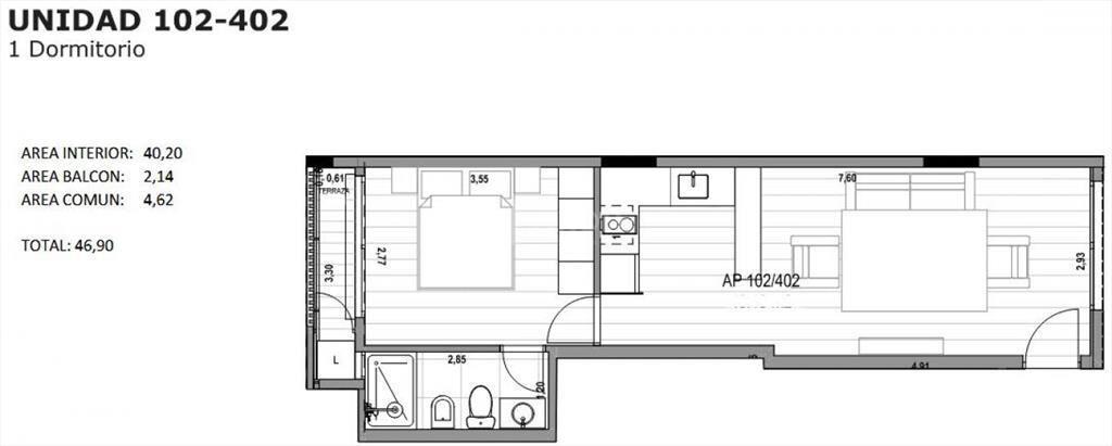 VENTA DE APARTAMENTO DE 1 DORMITORIO EN OBRA EN GOES, PLAZA