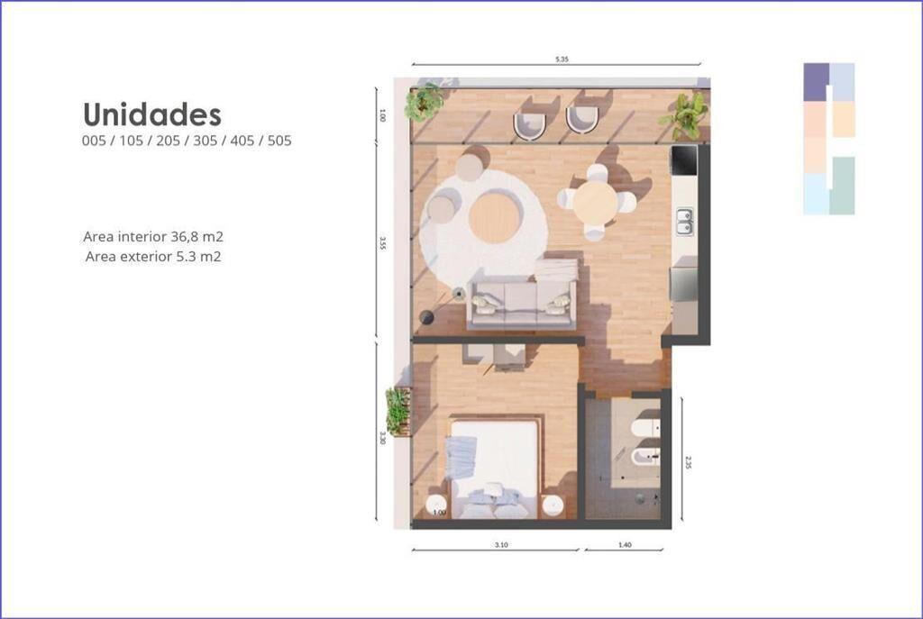 Apartamento de un dormitorio en venta en Playa Mansa - 505