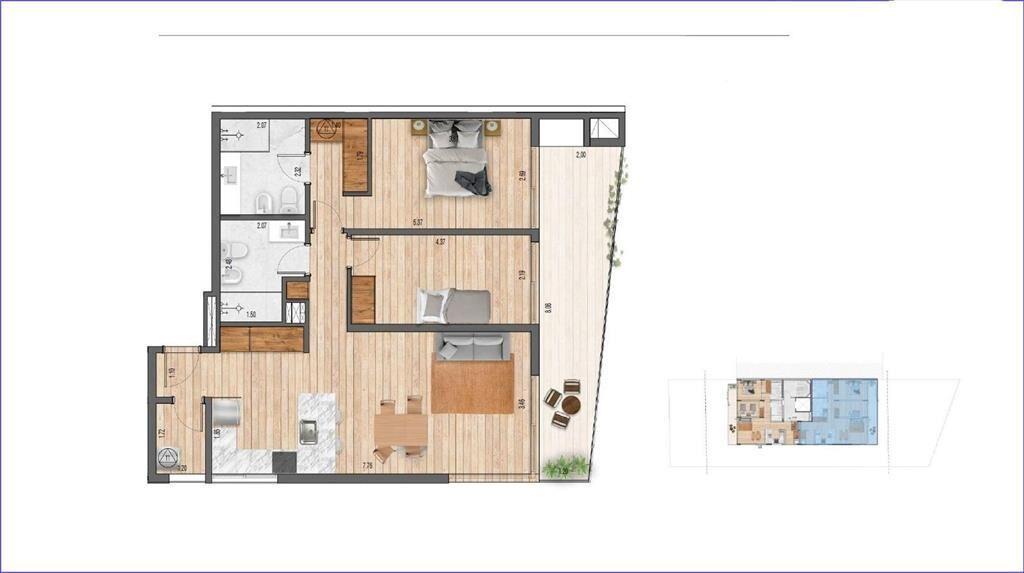 Apartamento de dos dormitorios en venta en Malvín - 502