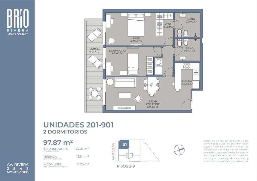 Venta Apartamento 2 Dormitorios en Pocitos