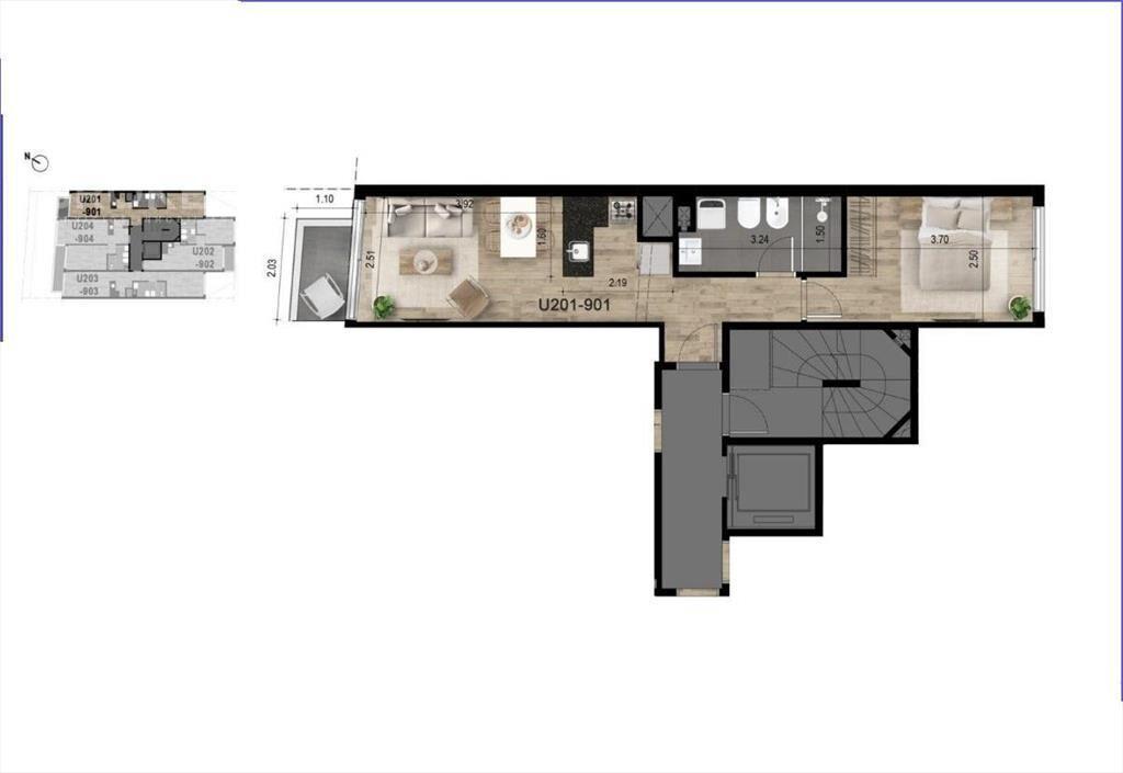 Apartamento de un dormitorio en venta en Centro - 301