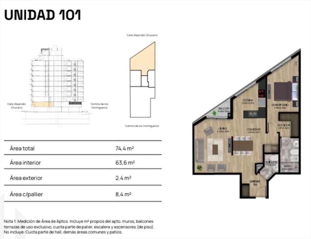 VENTA APARTAMENTO 1 DORM BALCÓN POCITOS POZO