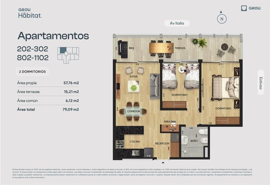 Venta apto 2 dorm, Parque Batlle