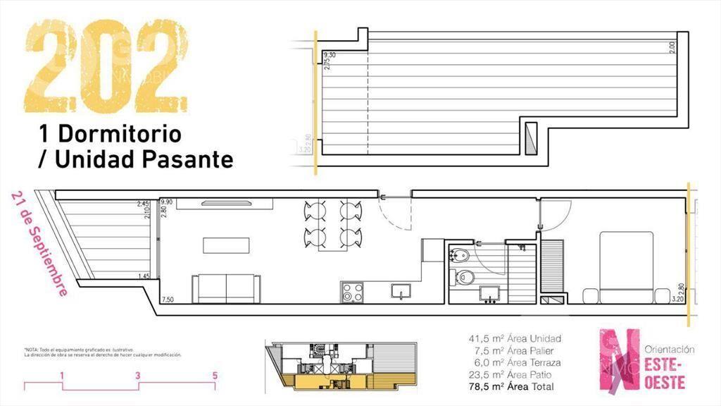 Venta de apartamento 1 dormitorio terraza en Parque Rodó