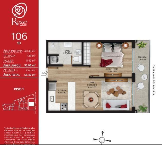 Venta Apartamento 1 Dormitorio en Cordón