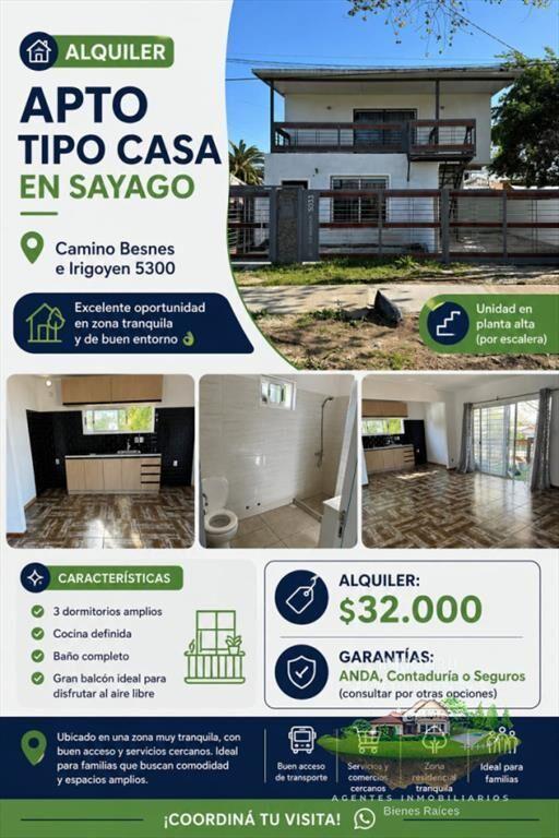 Alquiler de Hermoso apartamento tipo casa en Sayago!