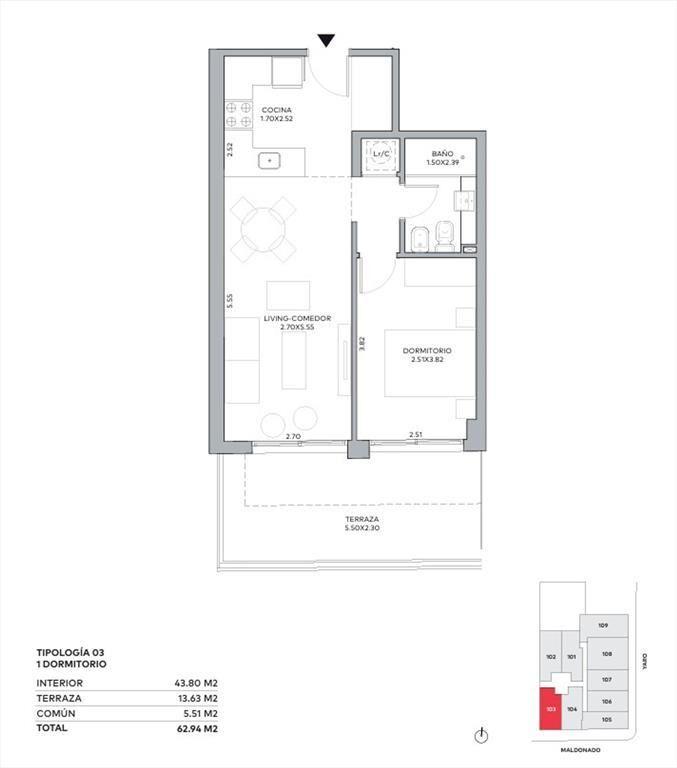 Venta apartamento cordon un dormitorio con patio