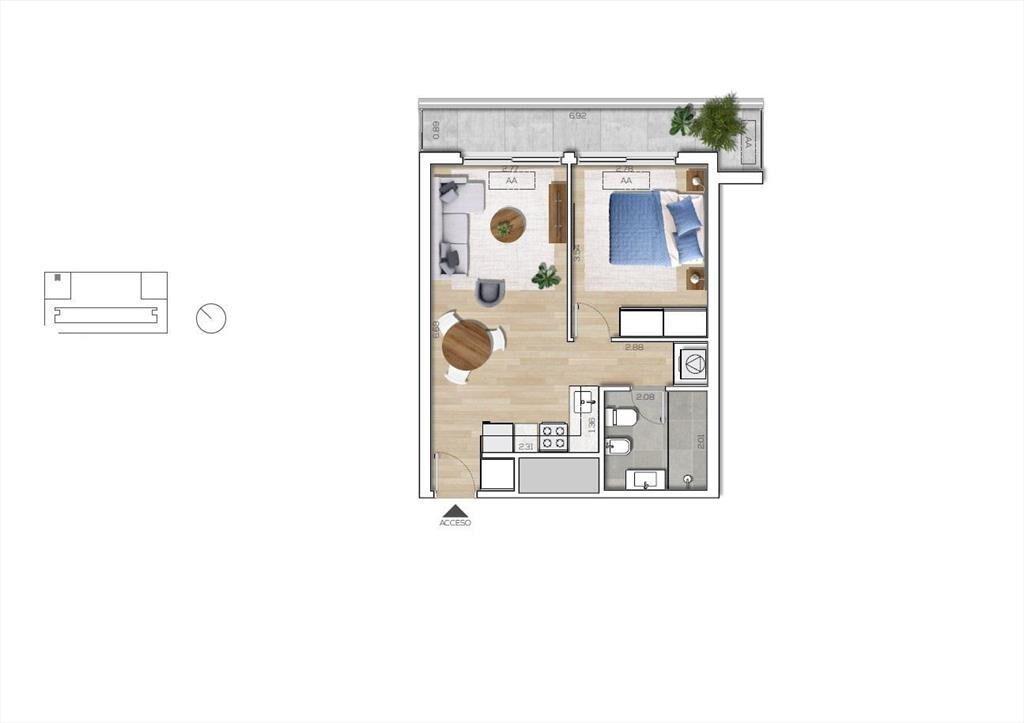 Venta apartamento un dormitorio en Capurro - 2602b