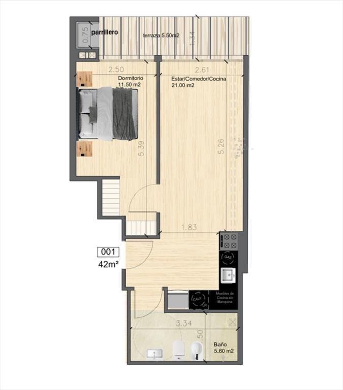 VENTA DEPTO CENTRO 1 DORMITORIO CON PATIO INTERNO