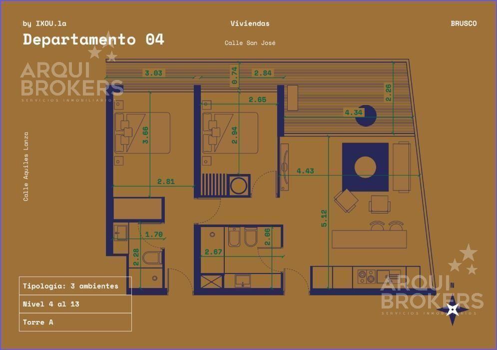 Apartamento de 2 dormitorios en venta en Centro - 1004A