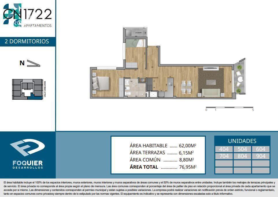 Apartamento de dos dormitorios en venta en Cordón - 804