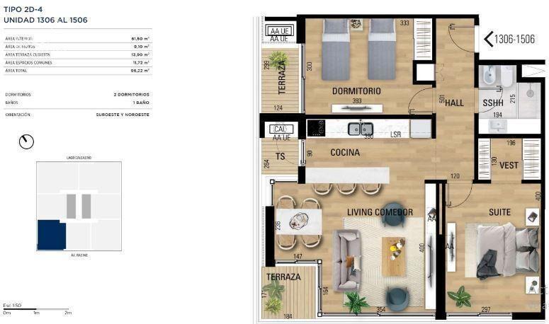 Apartamento de dos dormitorios en venta en Carrasco - 1506