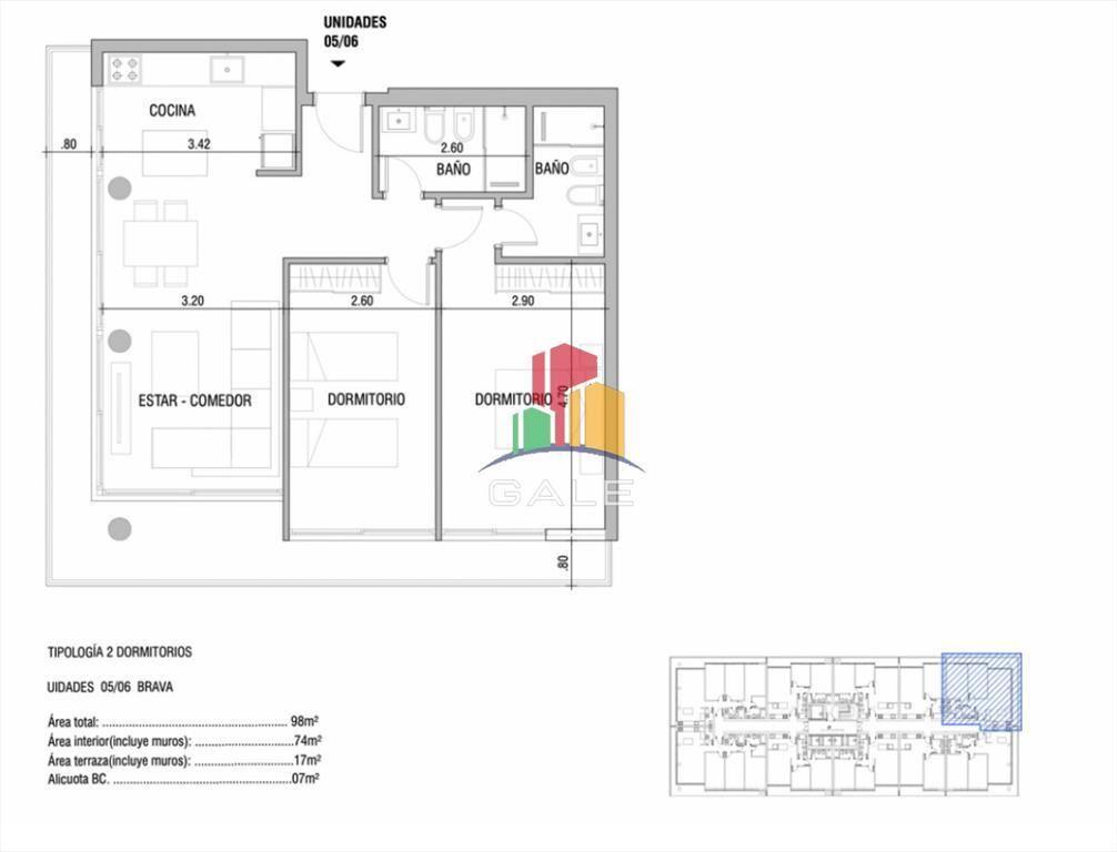 Vende apartamento de 2 dormitorios en Brava, del
