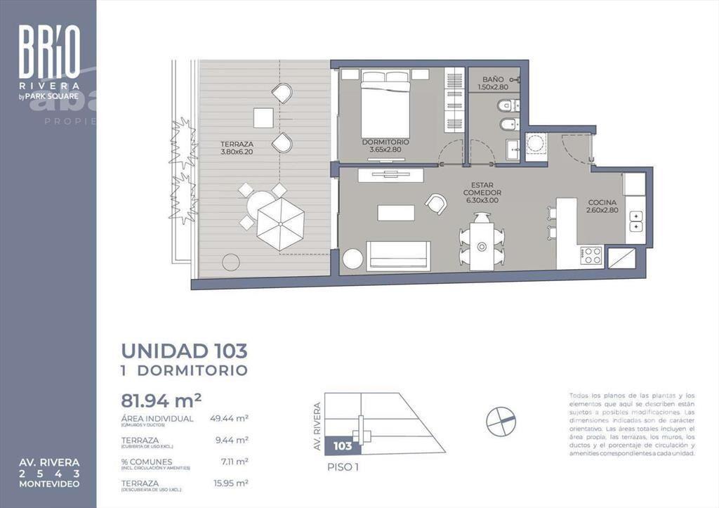 Venta apartamento 1 dormitorio con amplia terraza con Barba