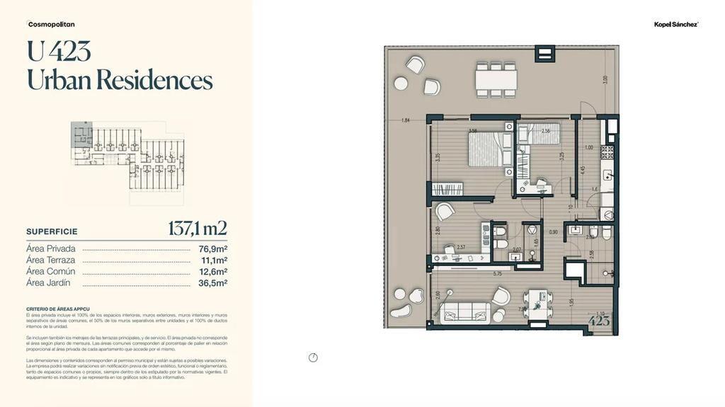 Venta de apartamento de 3 dormitorios en Cosmopolitan, Parqu
