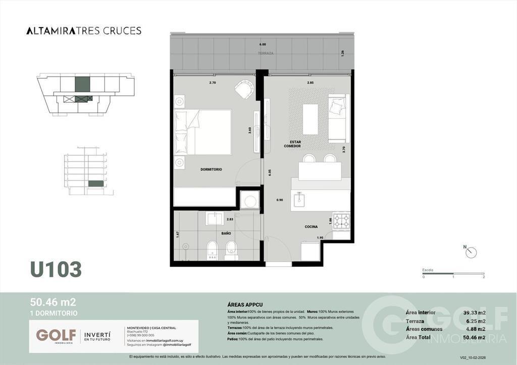 Venta de apartamento de 1 dormitorio en Tres Cruces