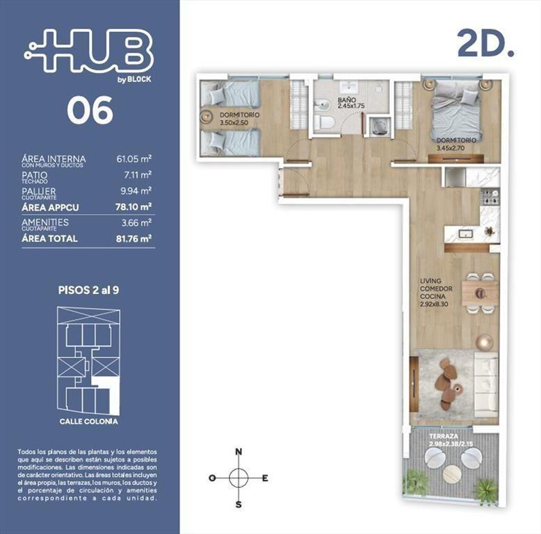 Venta 2 dorm al frente en Cordon con Amenities
