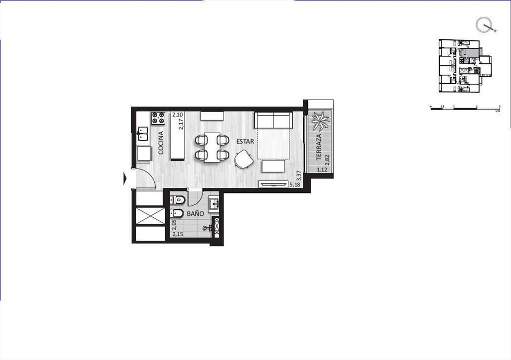 Apartamento monoambiente en venta en Cordón - 305