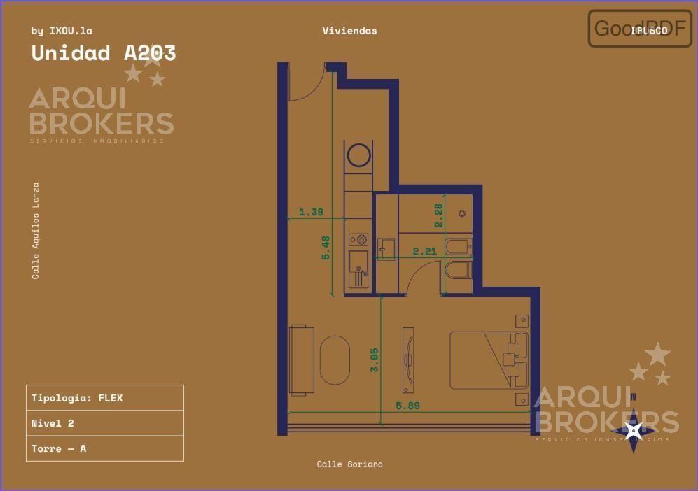 Apartamento monoambiente en venta en Centro -203A