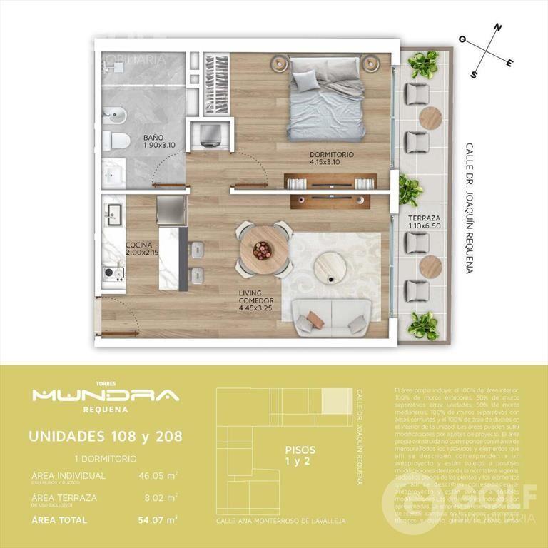 Venta apartamento de 1 dormitorio en Cordón