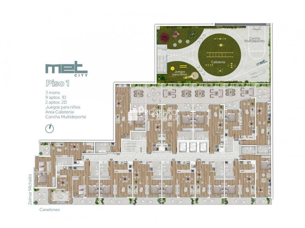 VA1915 venta apto 1 dorm MET CITY Centro
