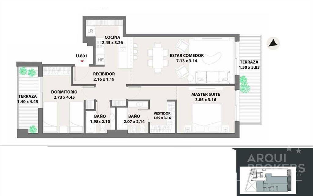 Apartamento 2 dormitorios en venta en Punta Carretas con 3