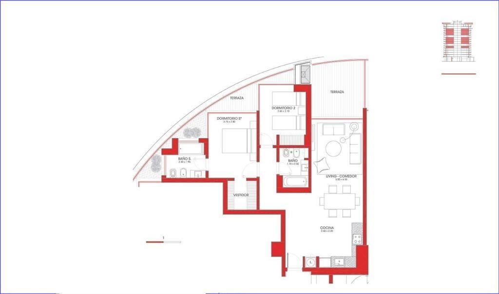 Apartamento de dos dormitorios en venta en Parque Roosevelt