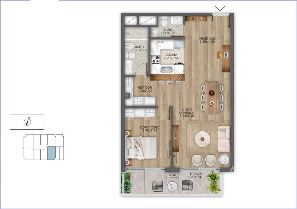 Apartamento  de un dormitorio en venta en Pocitos - 311