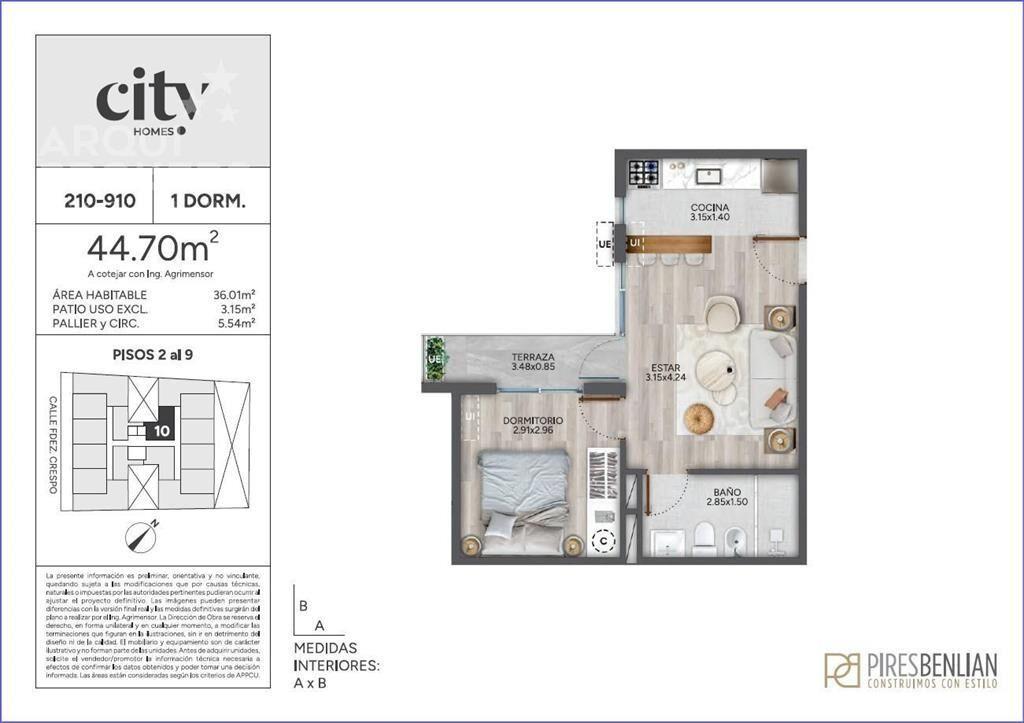 Apartamento de un dormitorio en venta en Cordón - 310