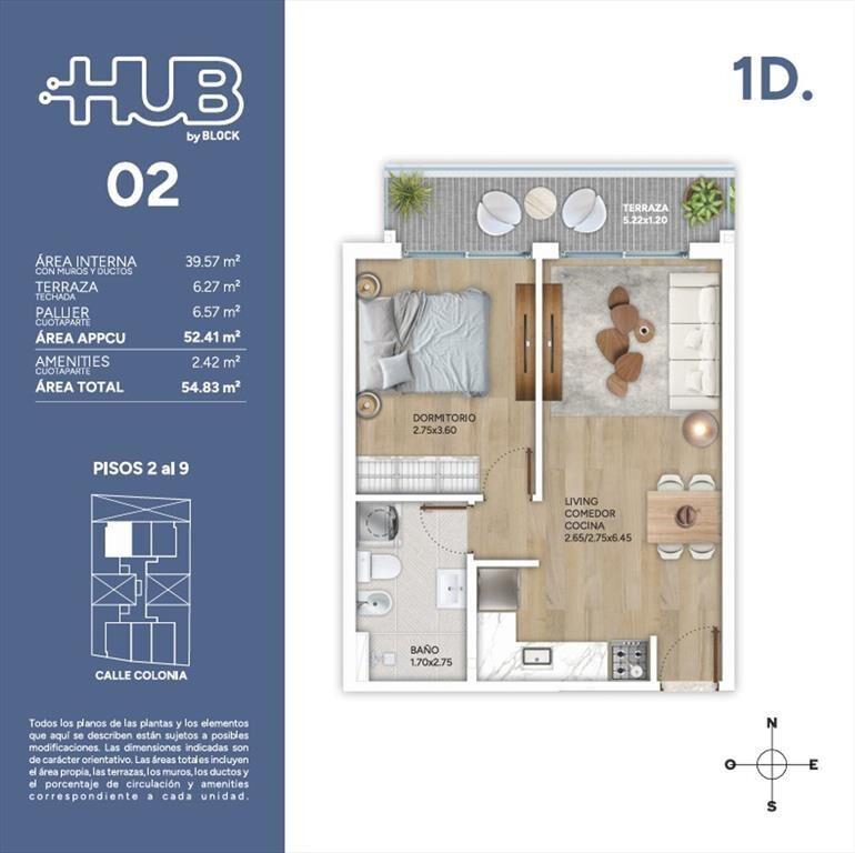 Hub Apartamento 1 dorm en Cordon con Amenities