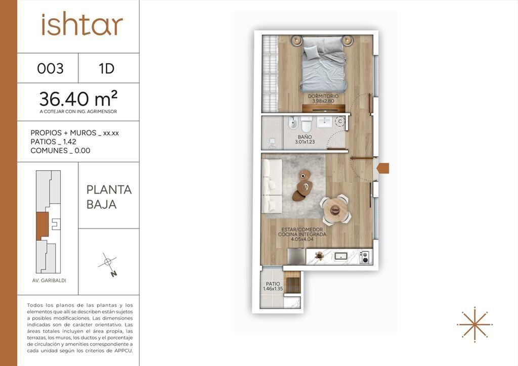 VENTA APARTAMENTO 1 DORMITORIO GOES POZO